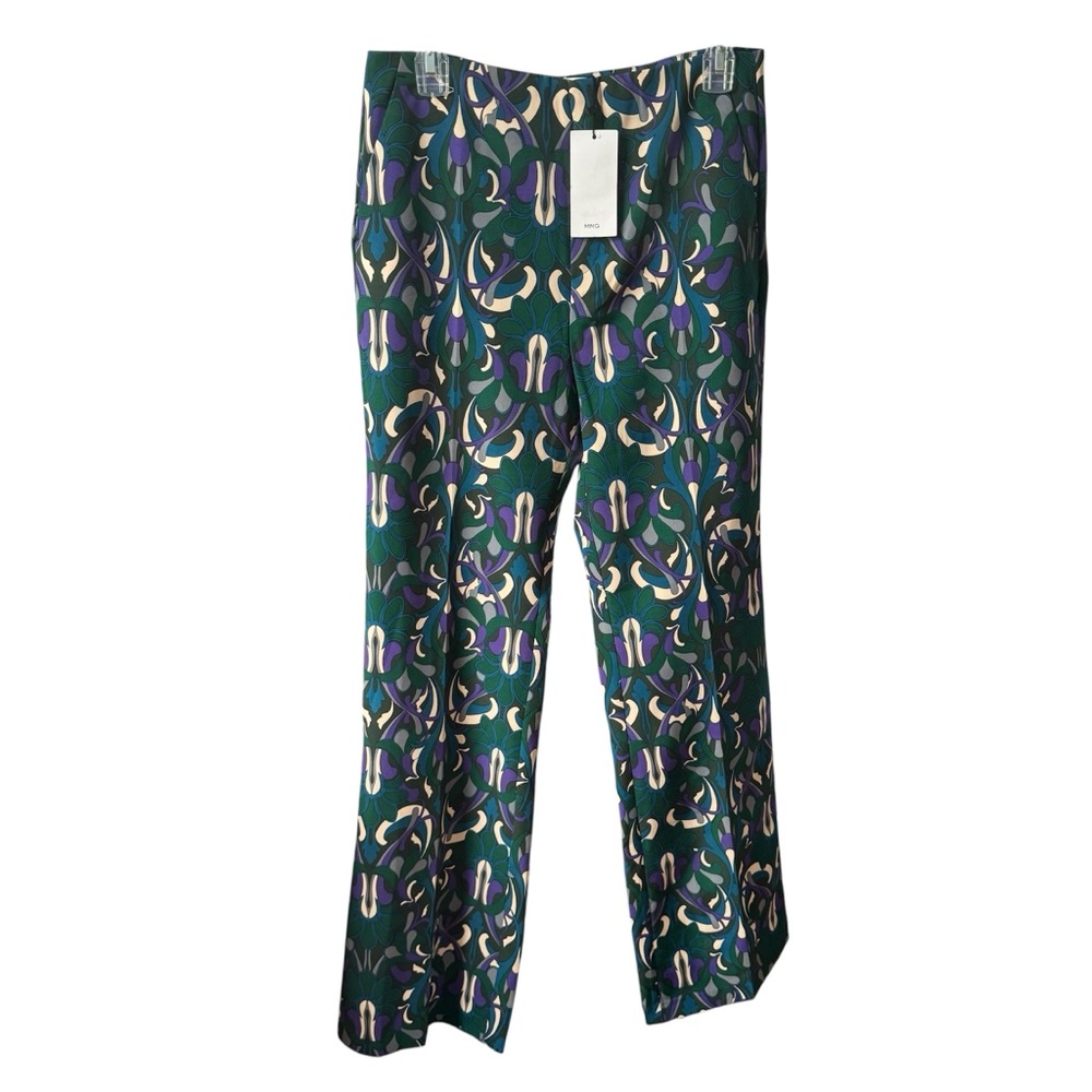 MNG Mango Pantalon 312 Hailey Straight Leg Trouser Pants in 70s Retro Print Sz 8 - Picture 6 of 14